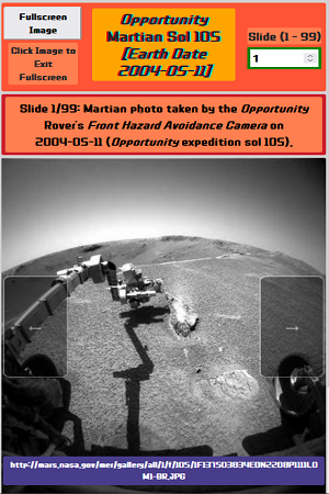 Screenshot of 'Opportunity Rover' martian imagery website created by Chris Larham, 2023