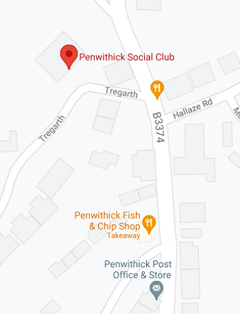 Location of the Penwithick Social Club displayed in Google Maps